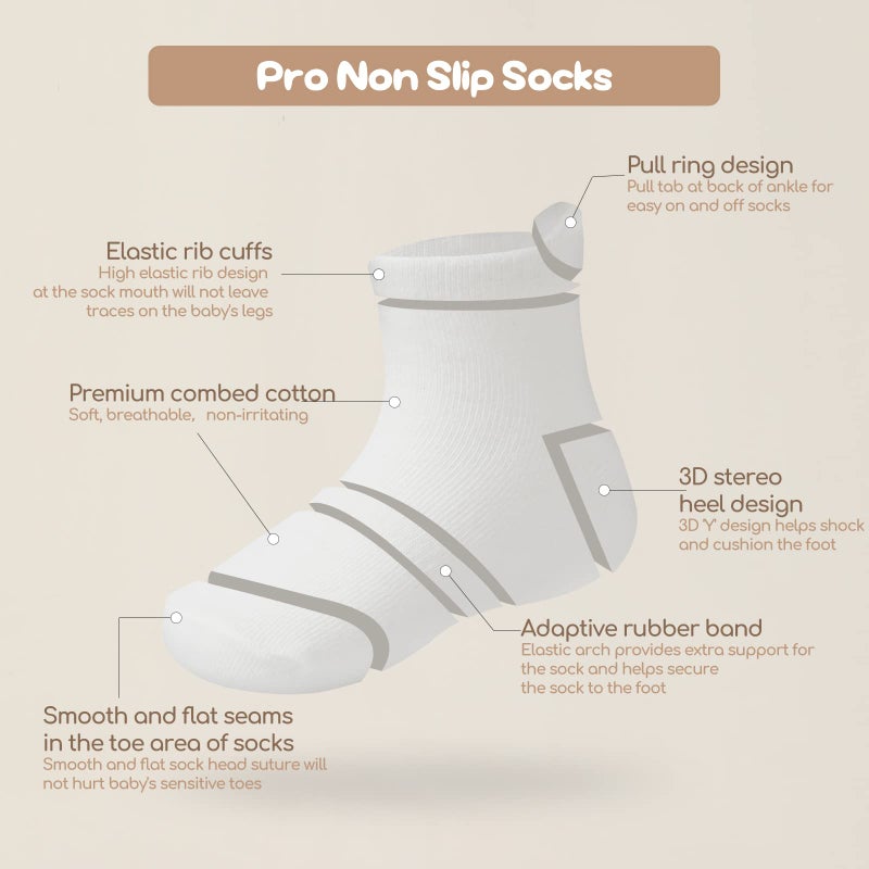 Aroveea Non Slip Grip Ankle Baby Socks 12 Pack for Toddler Boys and Girls Kids Socks Infant Cute Cotton Baby Socks - Image 3